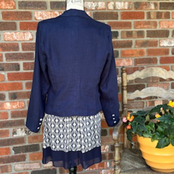 ST TROPEZ WEST NAVY LINEN BLAZER SIZE MEDIUM NWOT - Picture 10 of 13